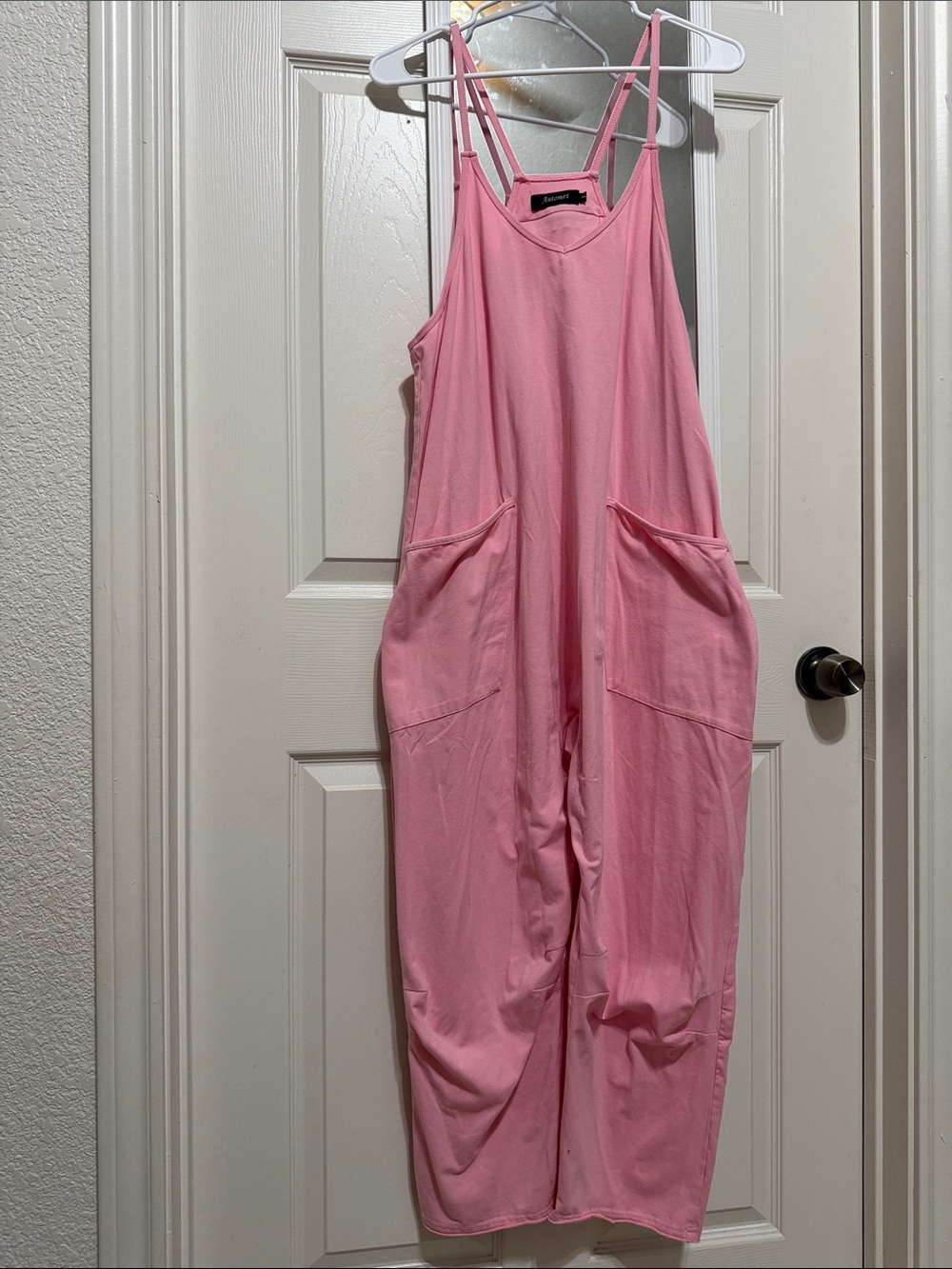 Light Pink Sleeveless Cotton Jumpsuit with Side Pockets